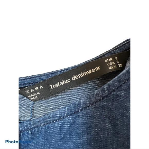 Zara long sleeve blue striped detail jeans top Sz S - Picture 5 of 13